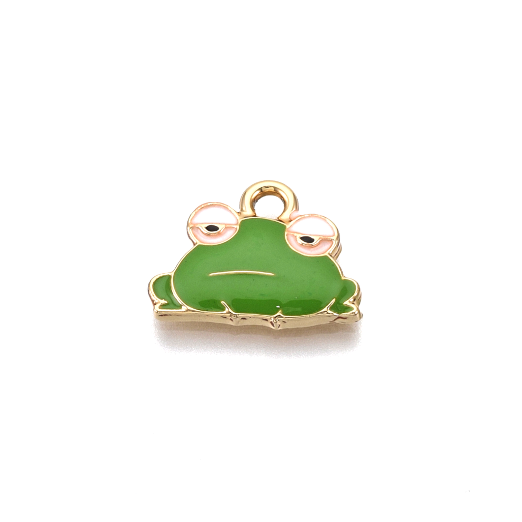 Green Frog Charm | Enamel